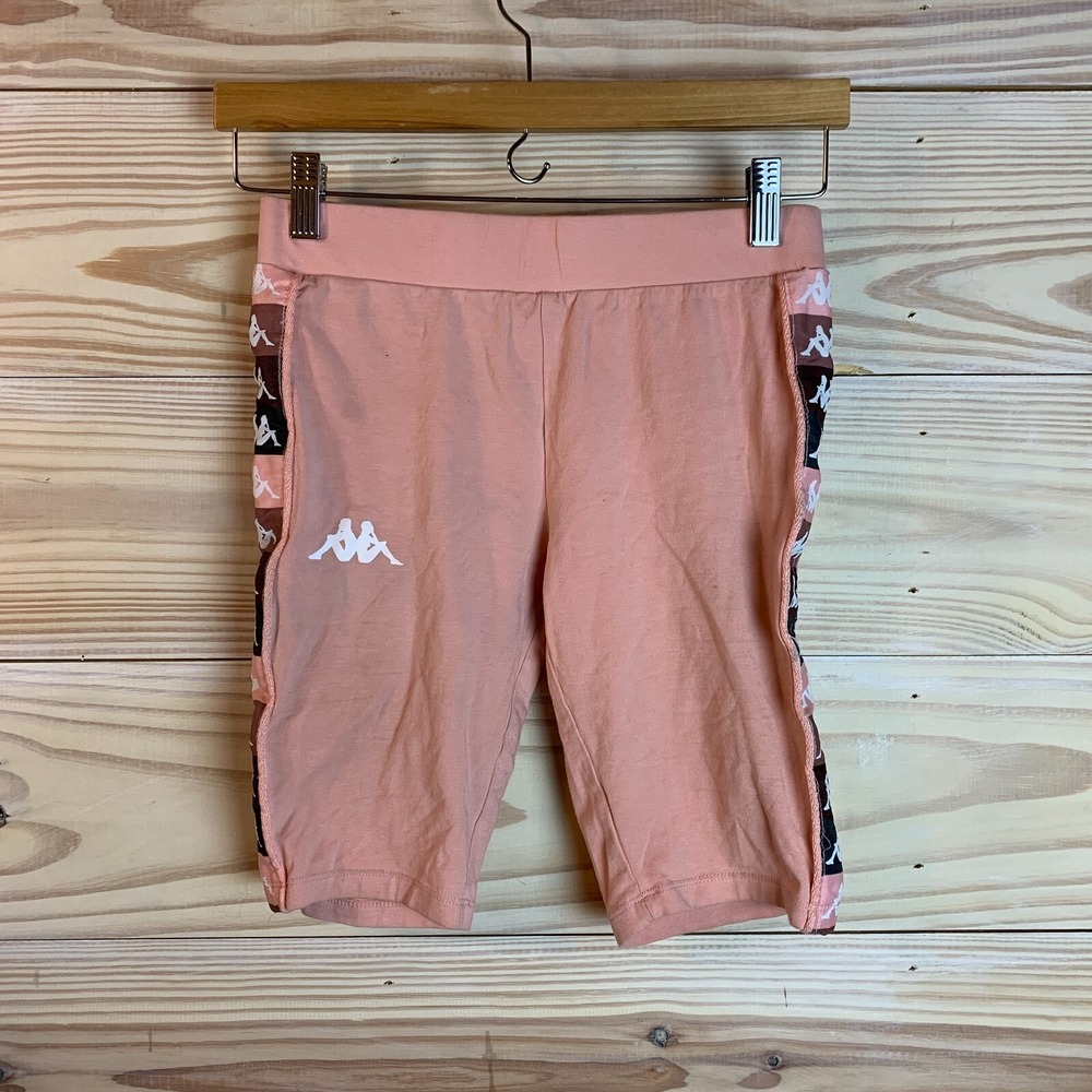 Kappa Biker Shorts Womens XS Pink Side Stripe Logo Y2K
